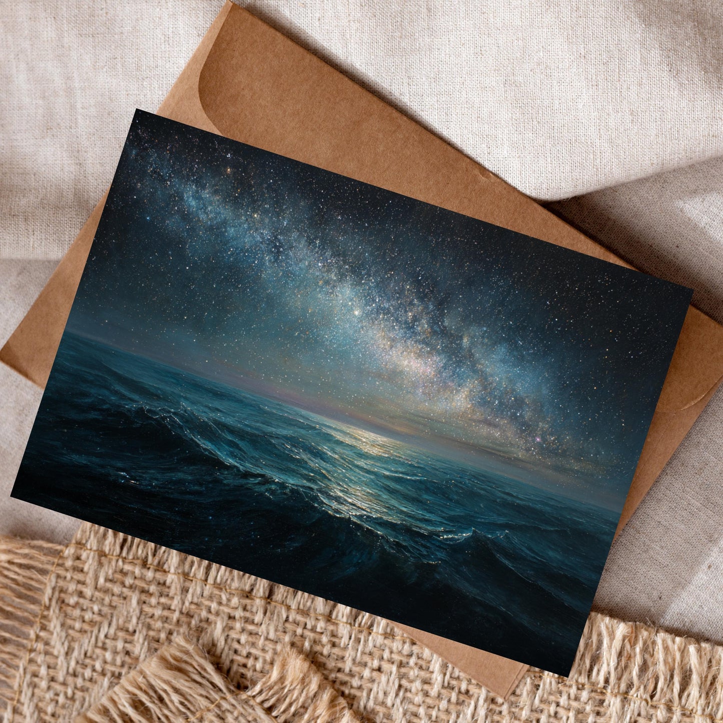 Starry Night Ocean Greeting Card