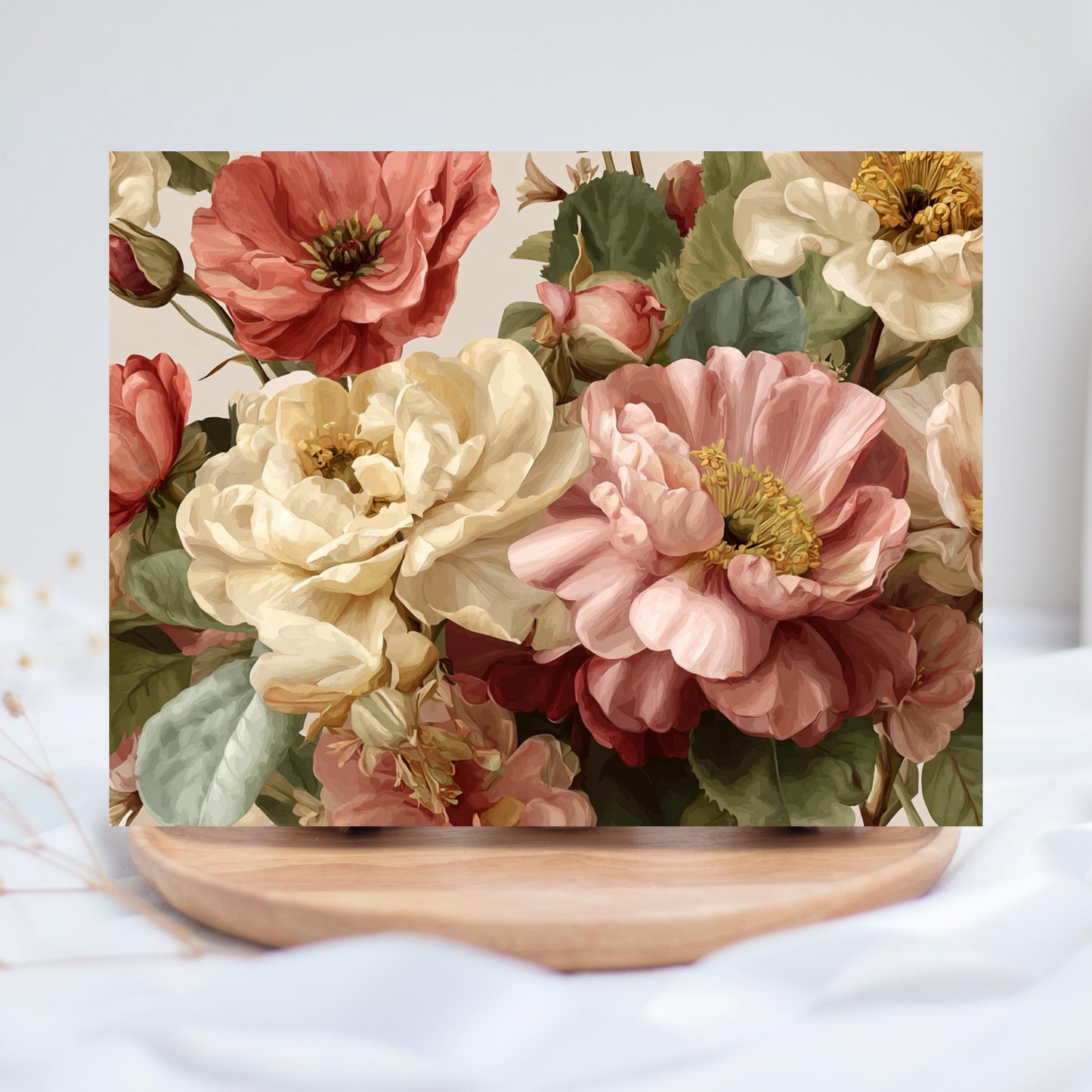 Painted Poppies & Roses Greeting Card