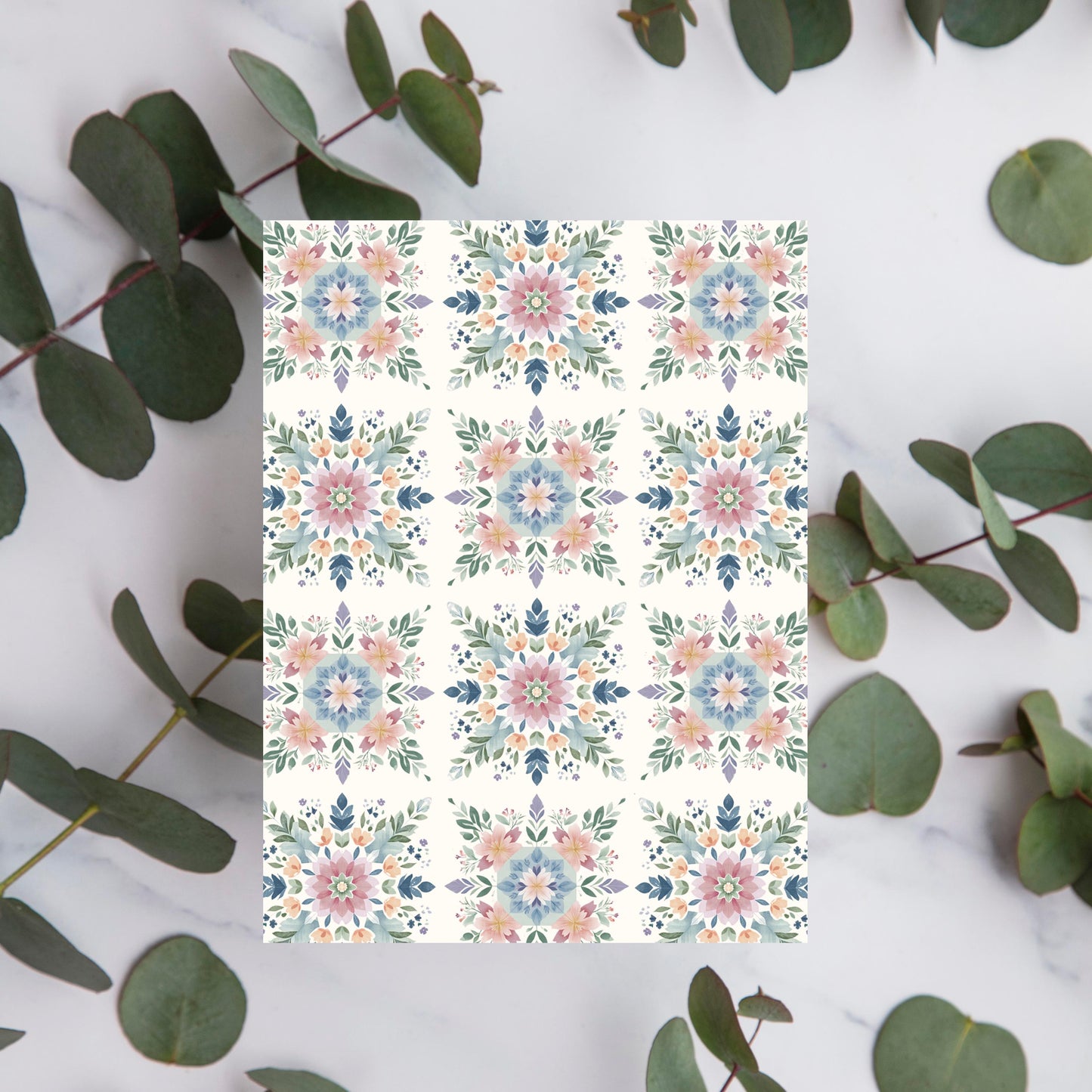 Watercolor Quilt Block Greeting Card