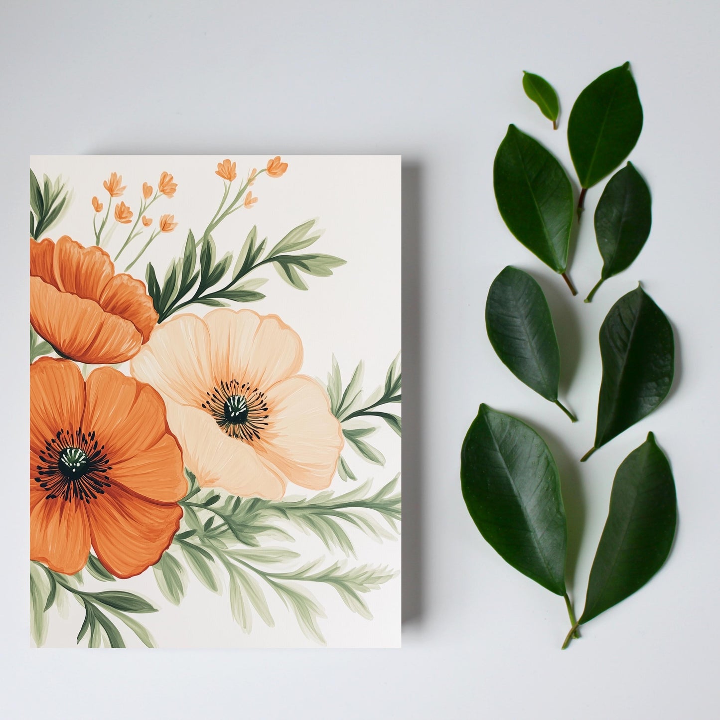 Boho Orange Poppy Greeting Card