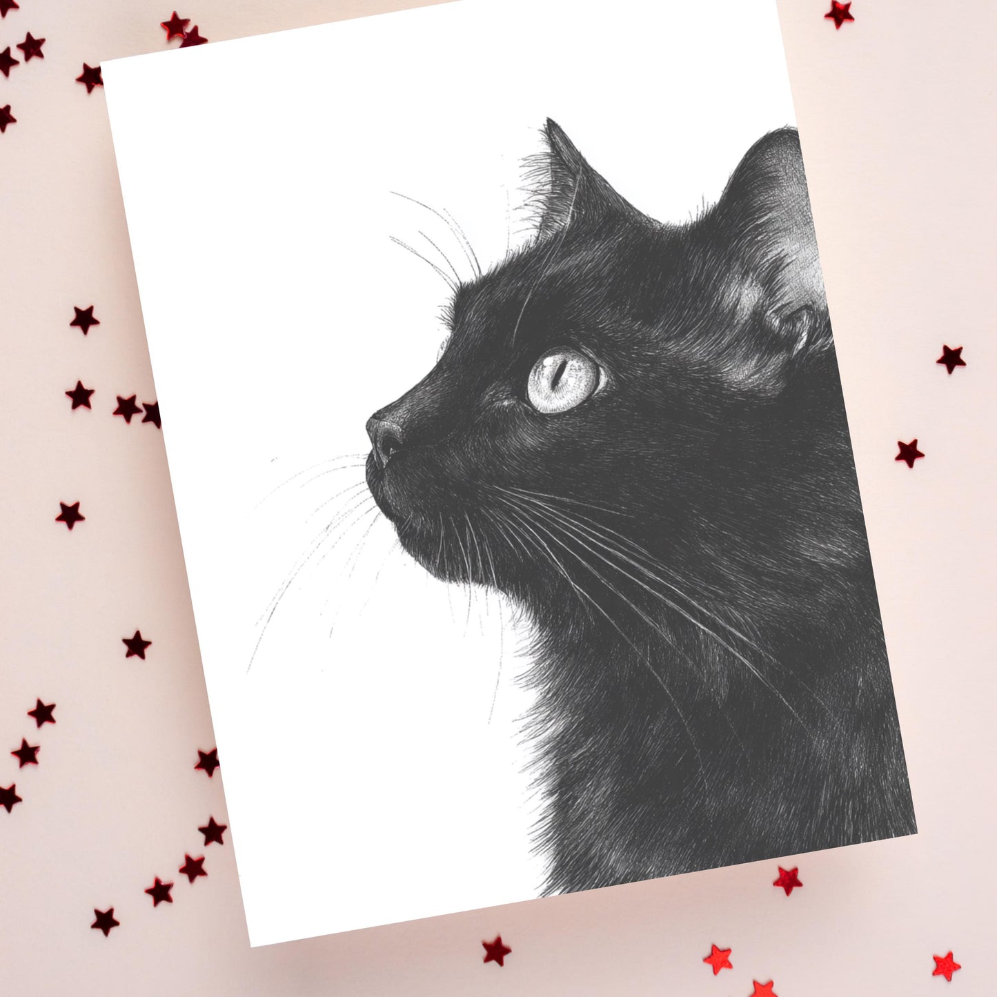 Black Cat Watercolor Greeting Card