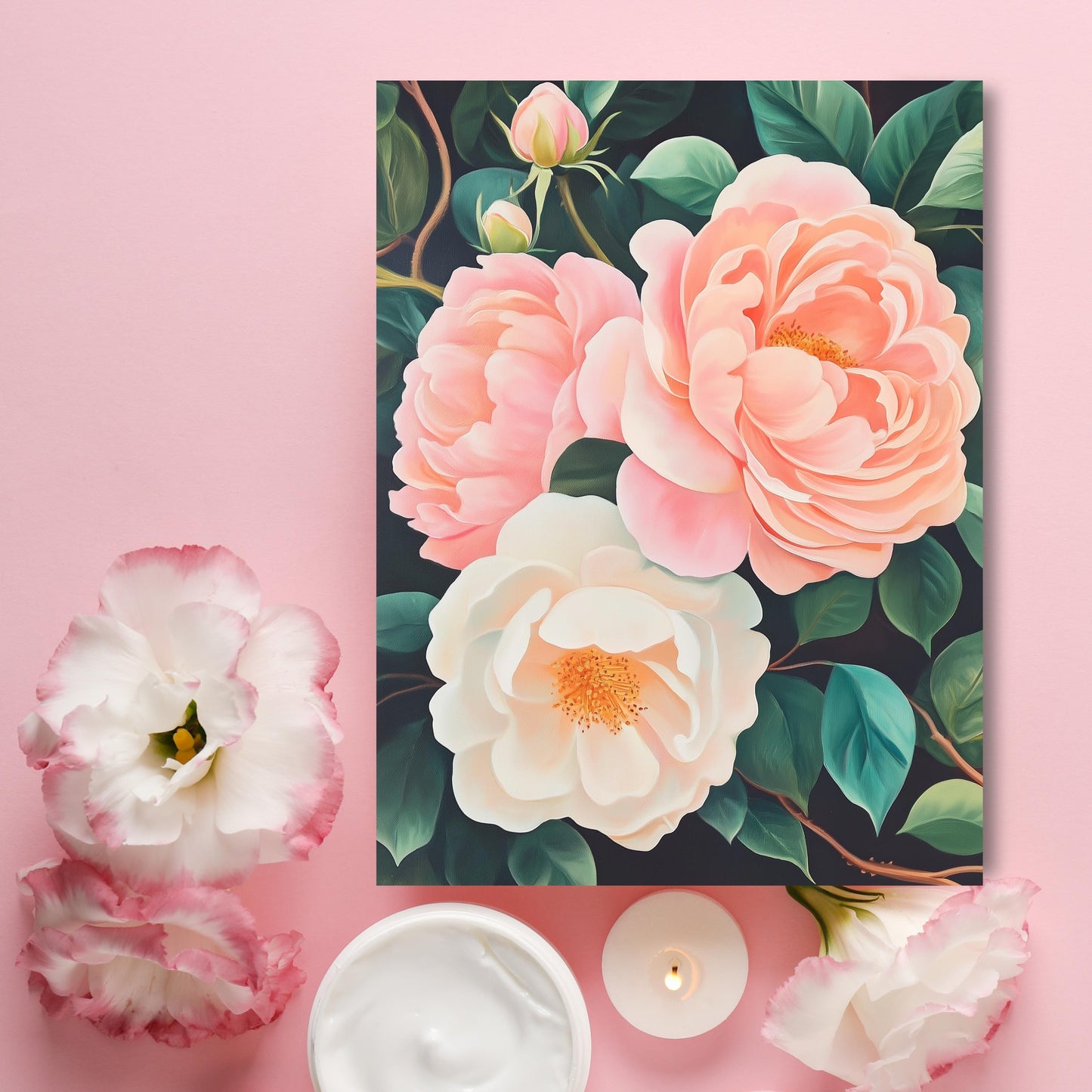 Moody Pink Peony Greeting Card