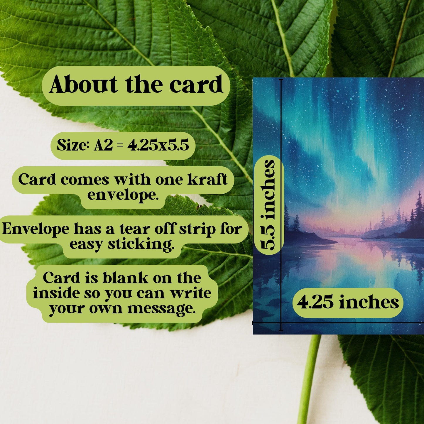 Aurora Borealis Watercolor Blank Card