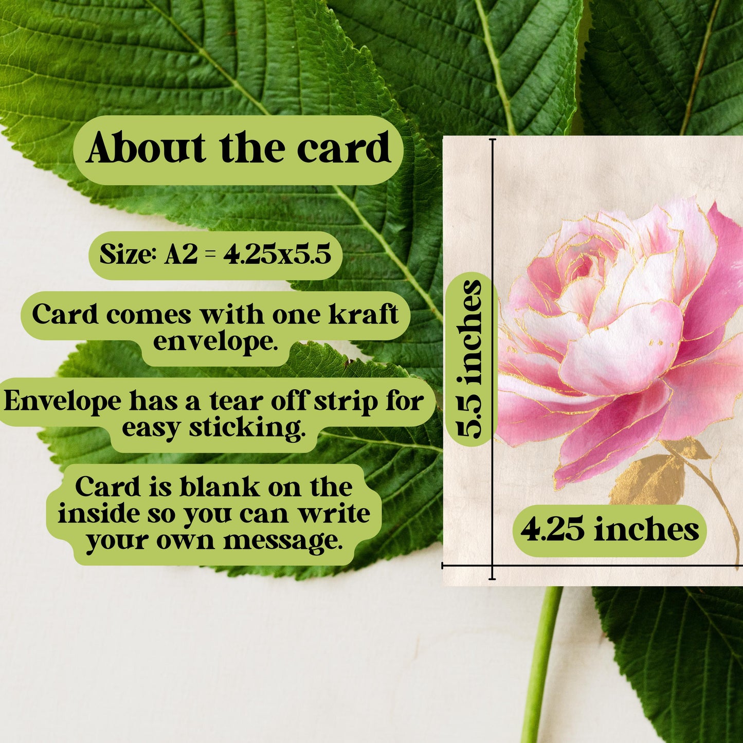 Vintage Pink and Gold Rose Greeting Card