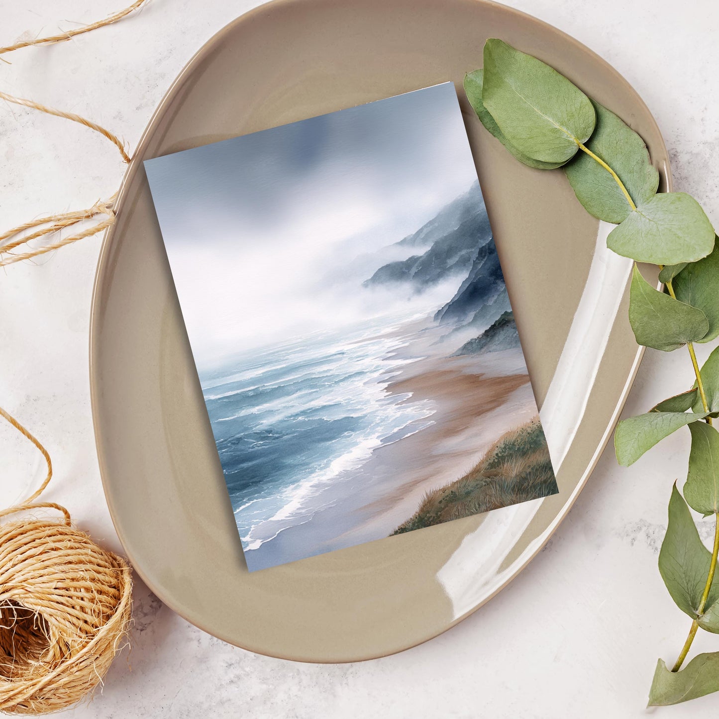 Moody Coastal Watercolor Greeting Card
