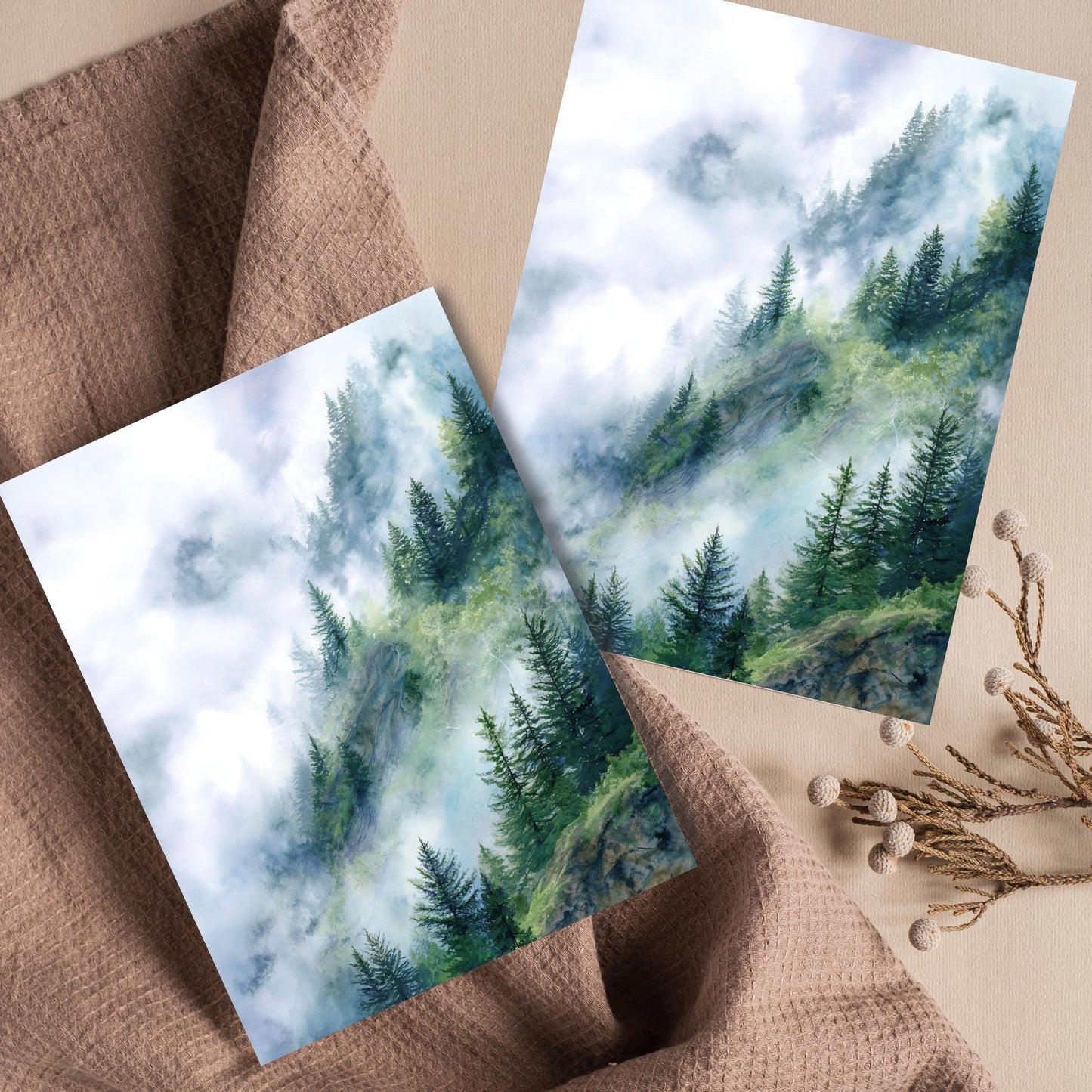 Misty Mountain Pine Tree Greeting Card