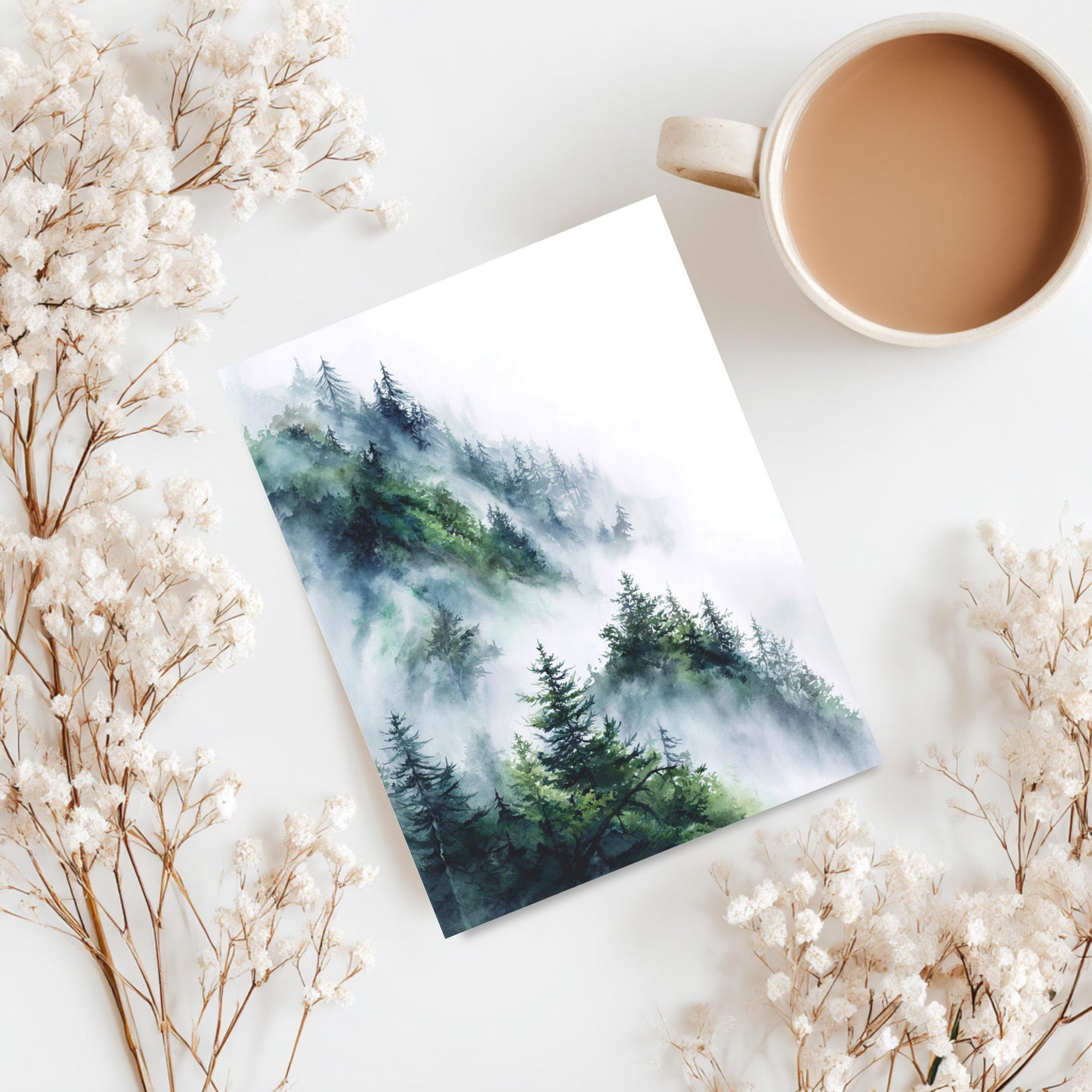 Misty Mountain Pine Tree Greeting Card