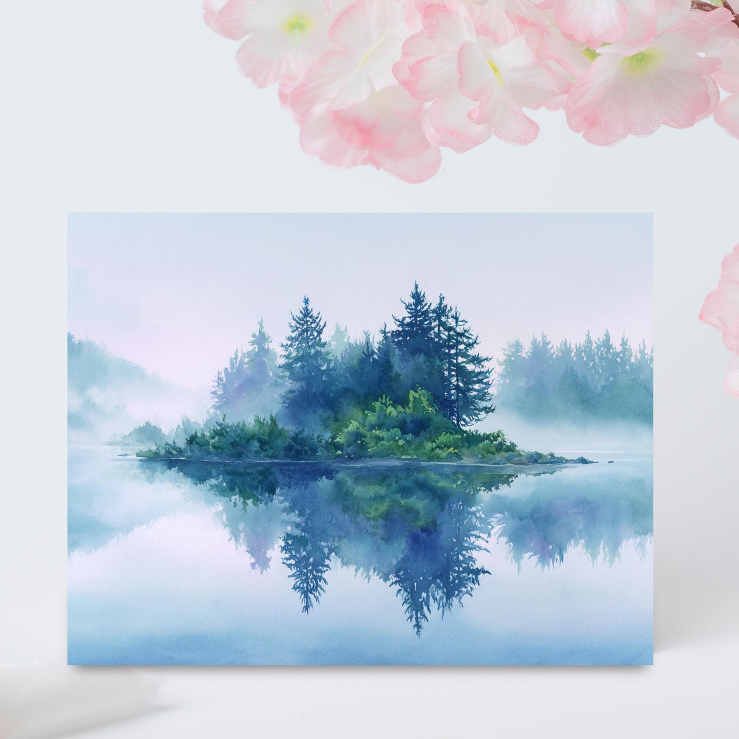 Watercolor Mountain Lake Card