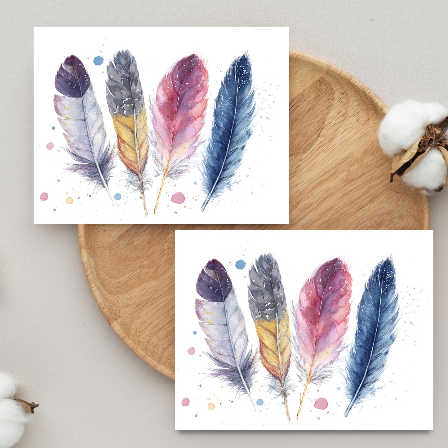 Boho Watercolor Feathers Greeting Card