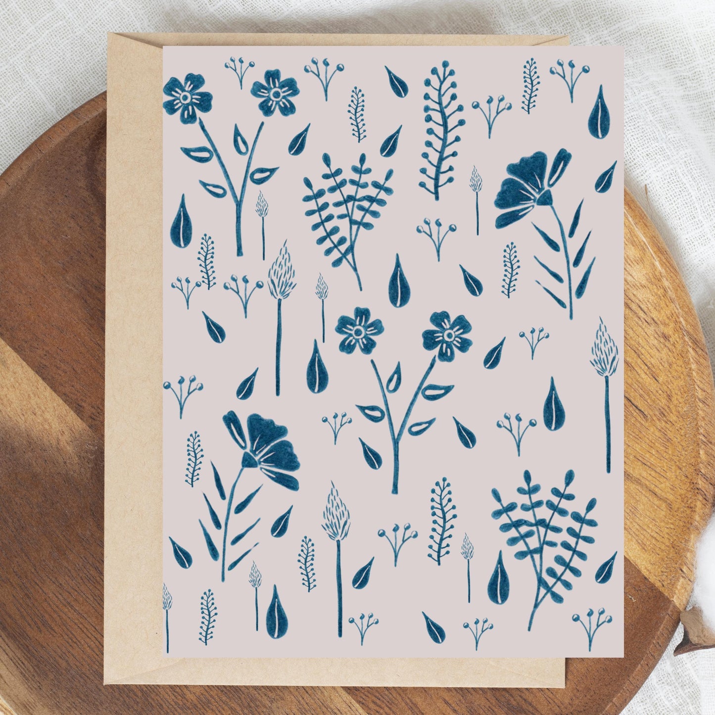 Blue Botanical Greeting Card