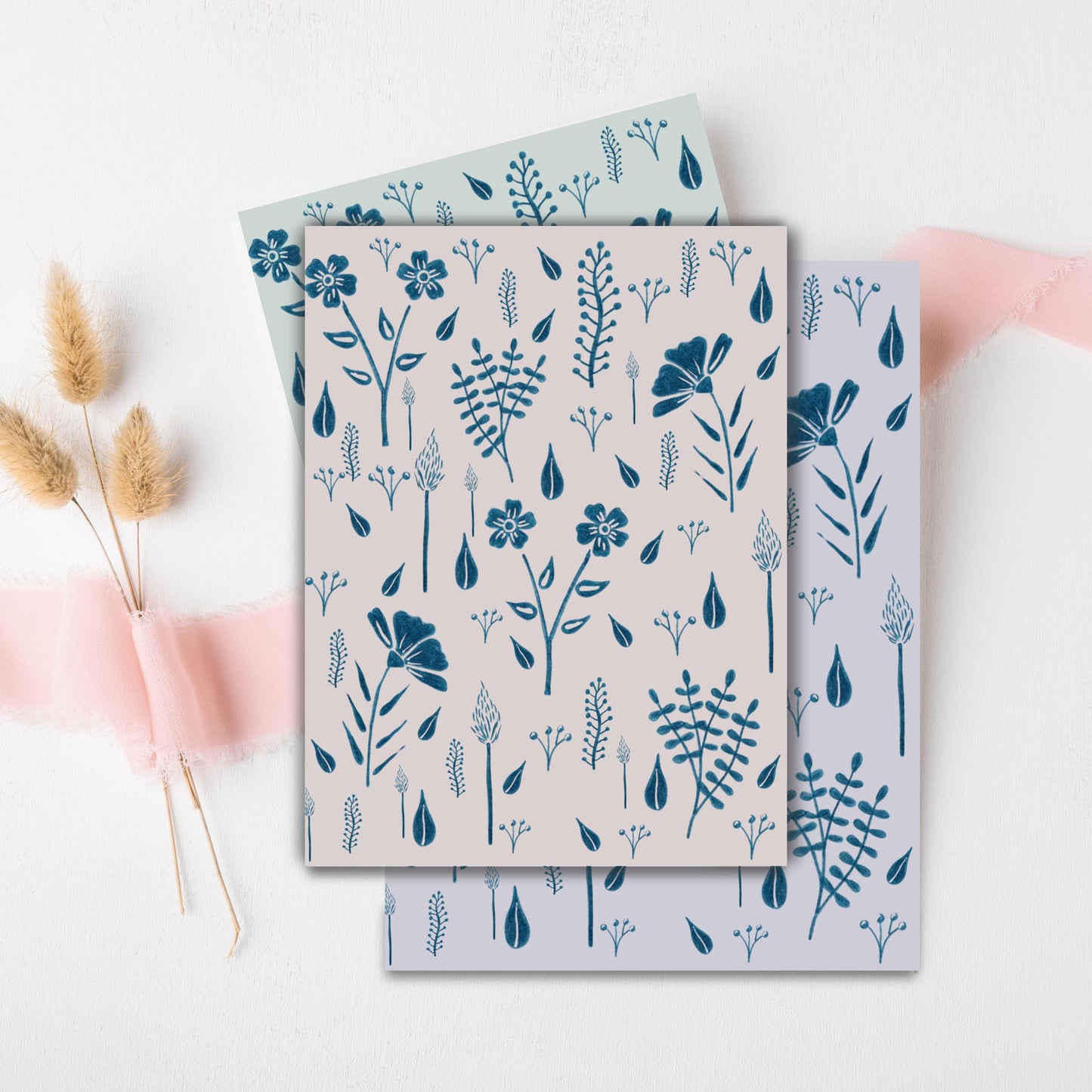 Blue Botanical Greeting Card