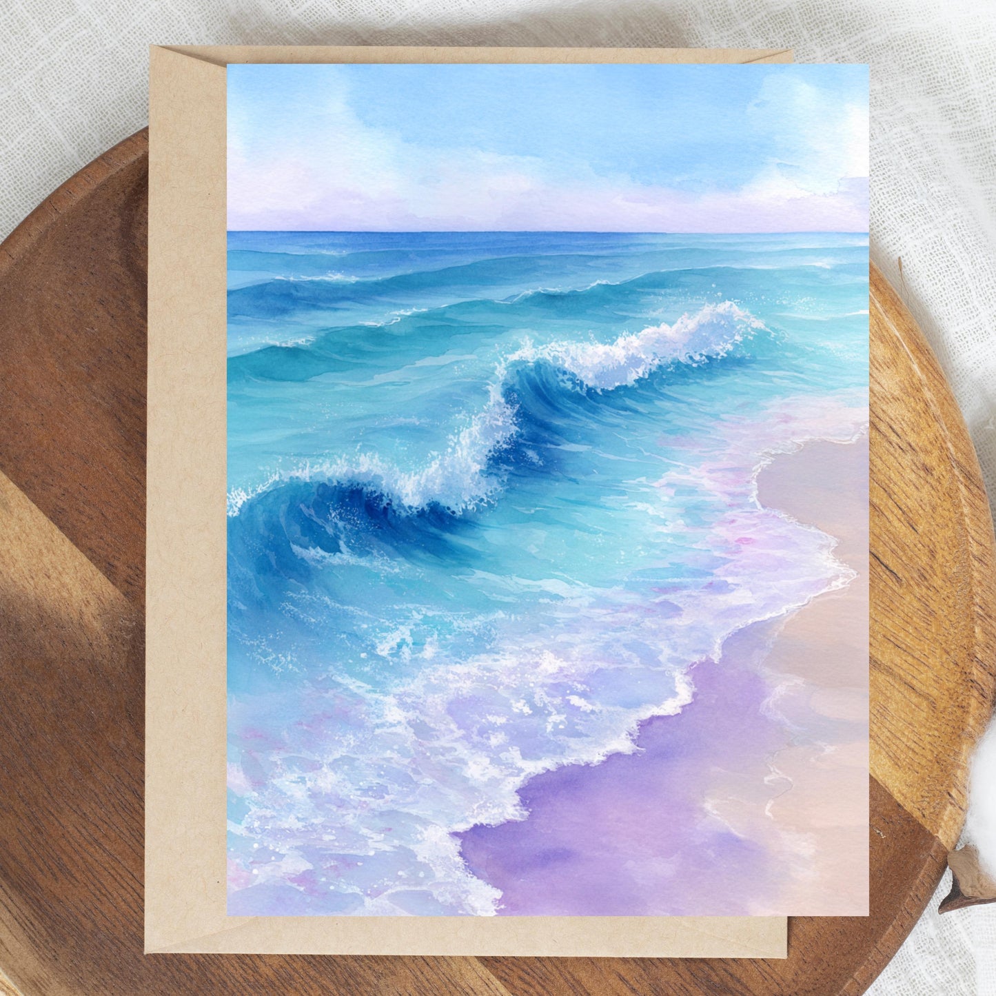 Calm Ocean Watercolor Card