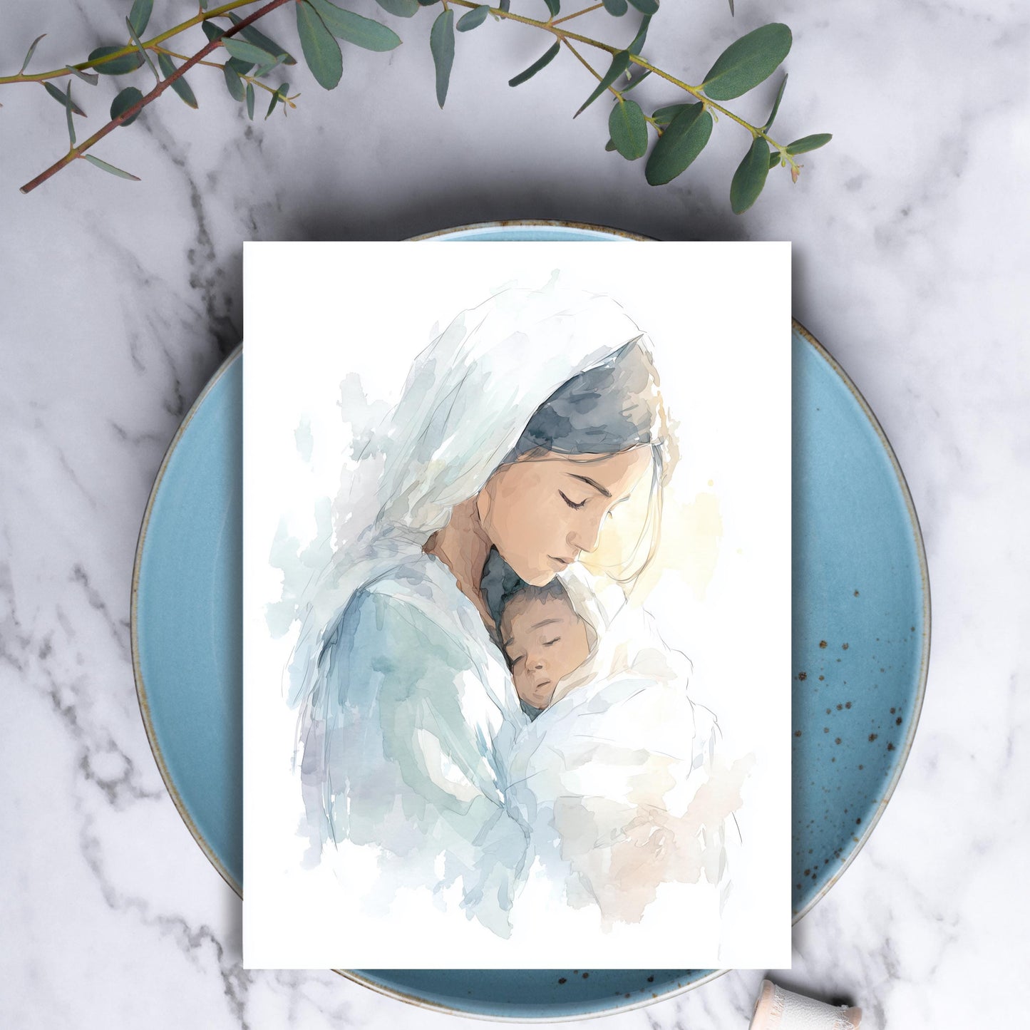Christmas Nativity Greeting Card, Mary and Baby Jesus Card
