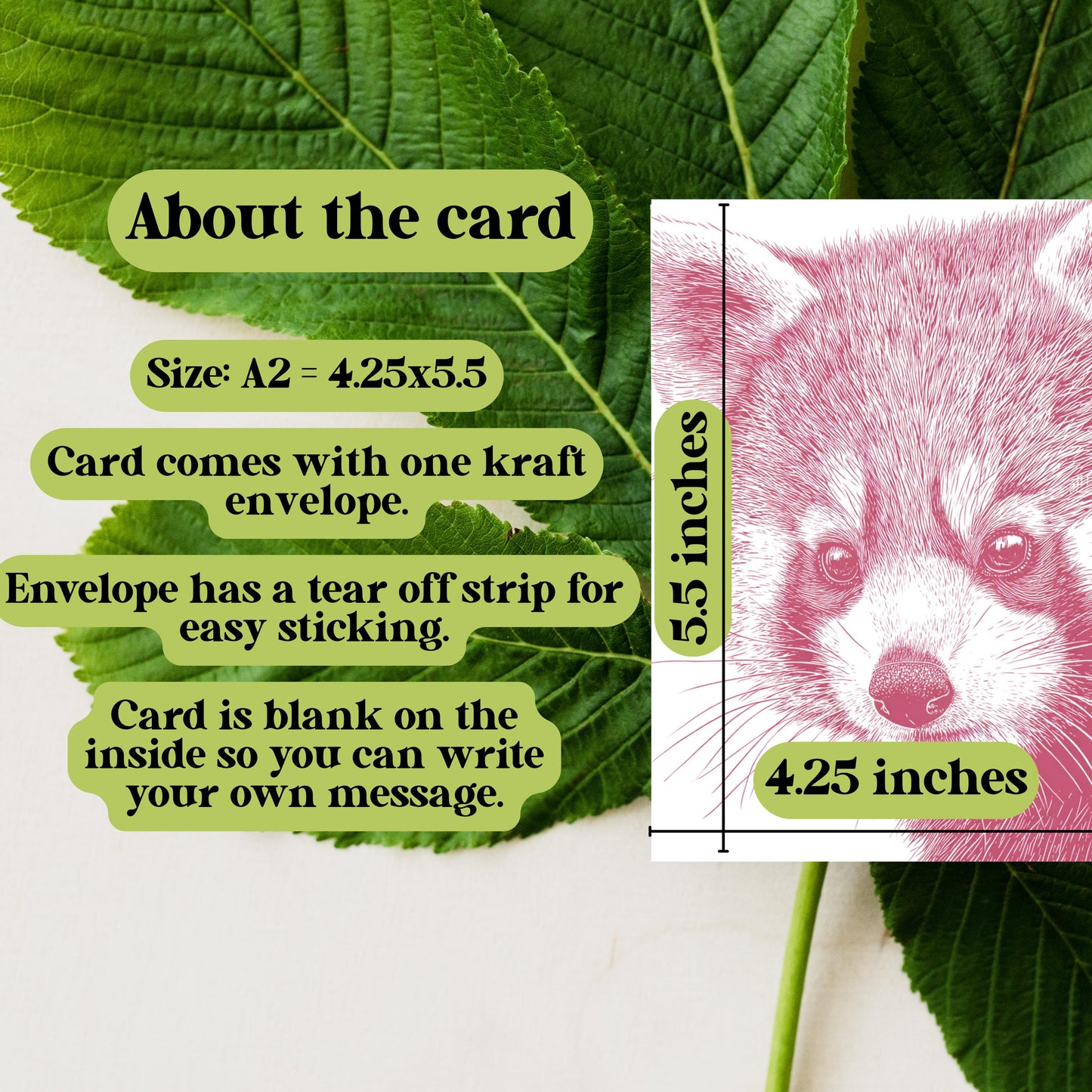 Red Panda Greeting Card: Linocut Style Animal Art