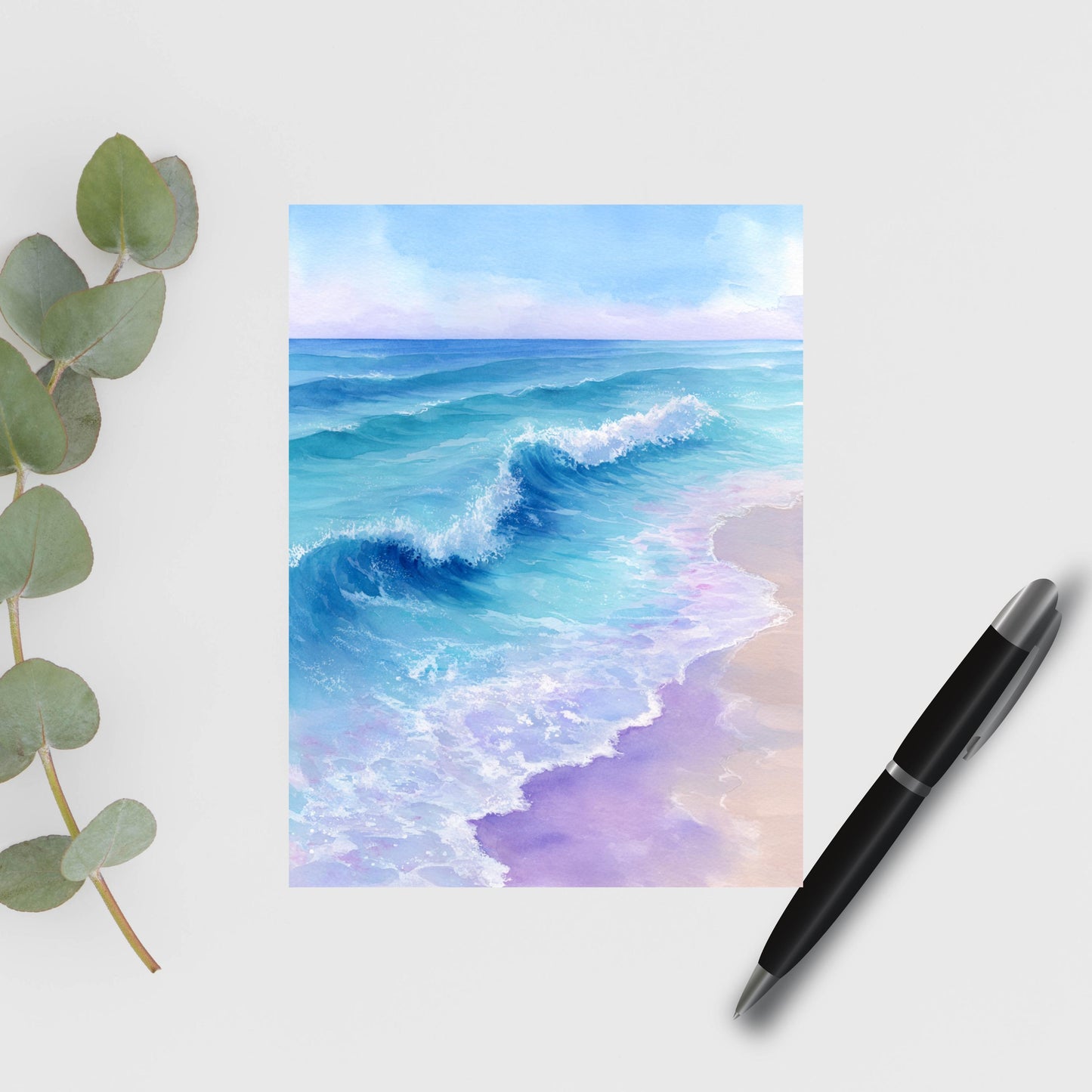 Calm Ocean Watercolor Card