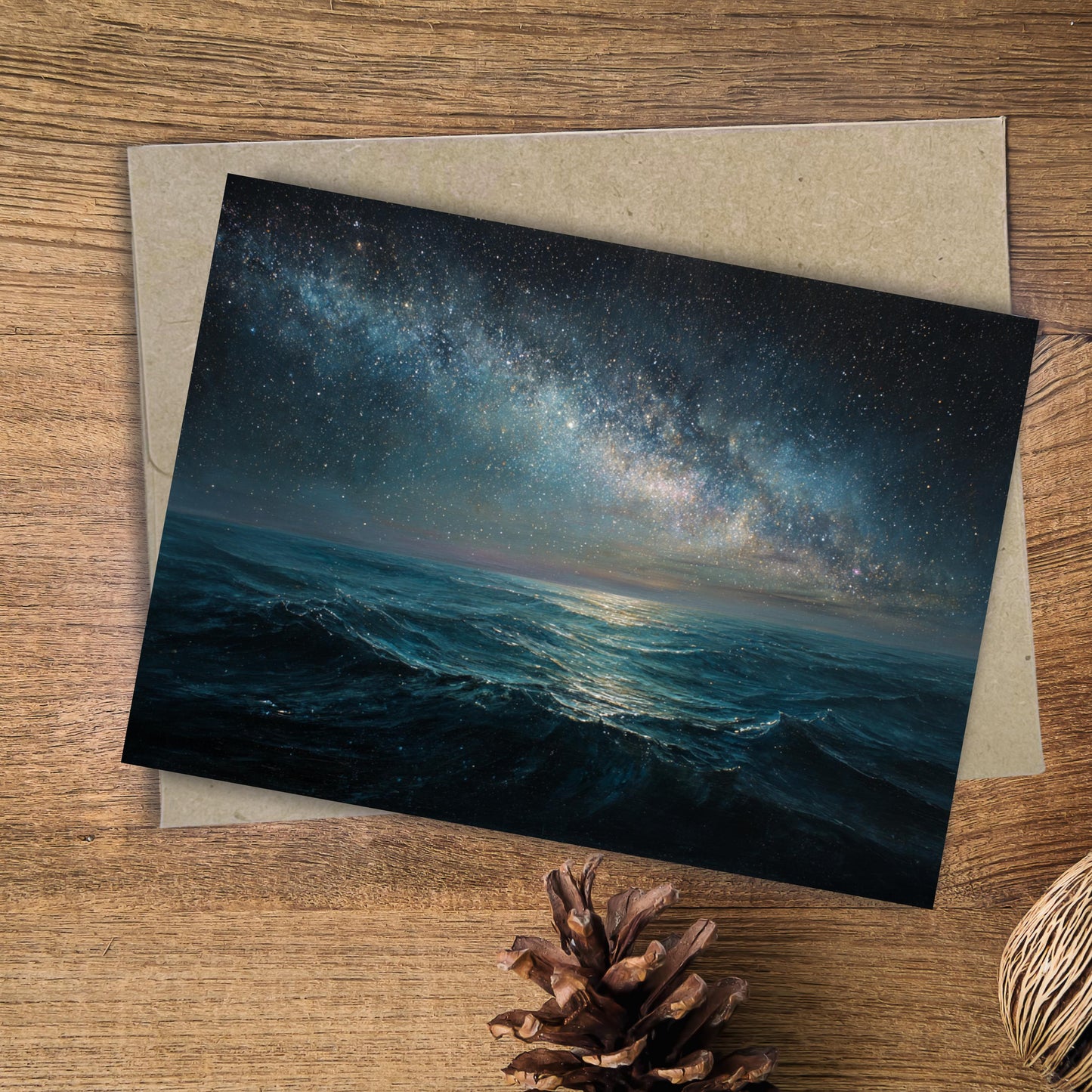 Starry Night Ocean Greeting Card