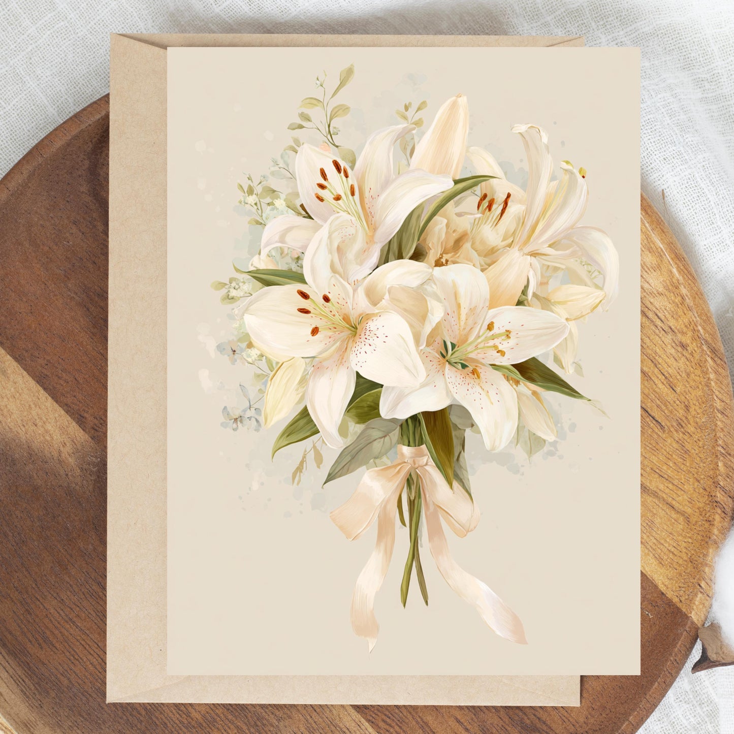 White Lily Bouquet Greeting Card