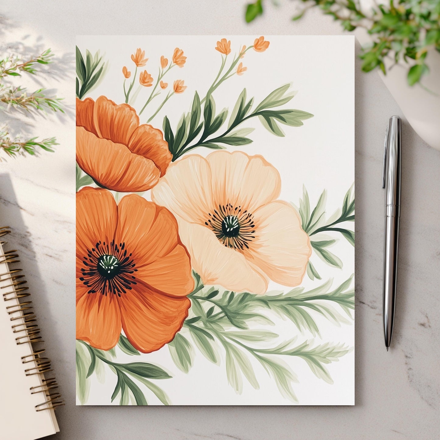 Boho Orange Poppy Greeting Card