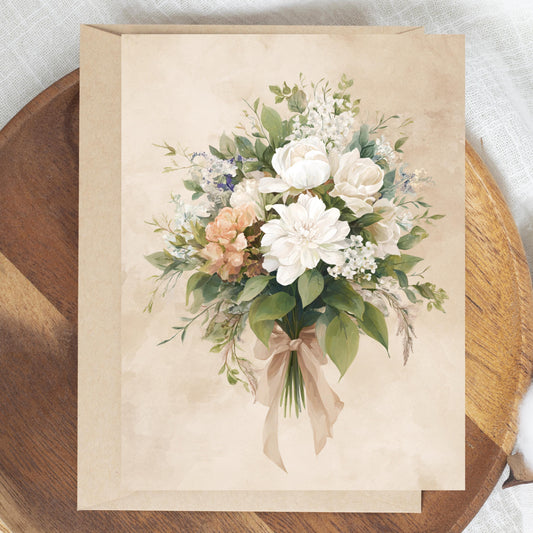 Vintage Wildflower Watercolor Greeting Card