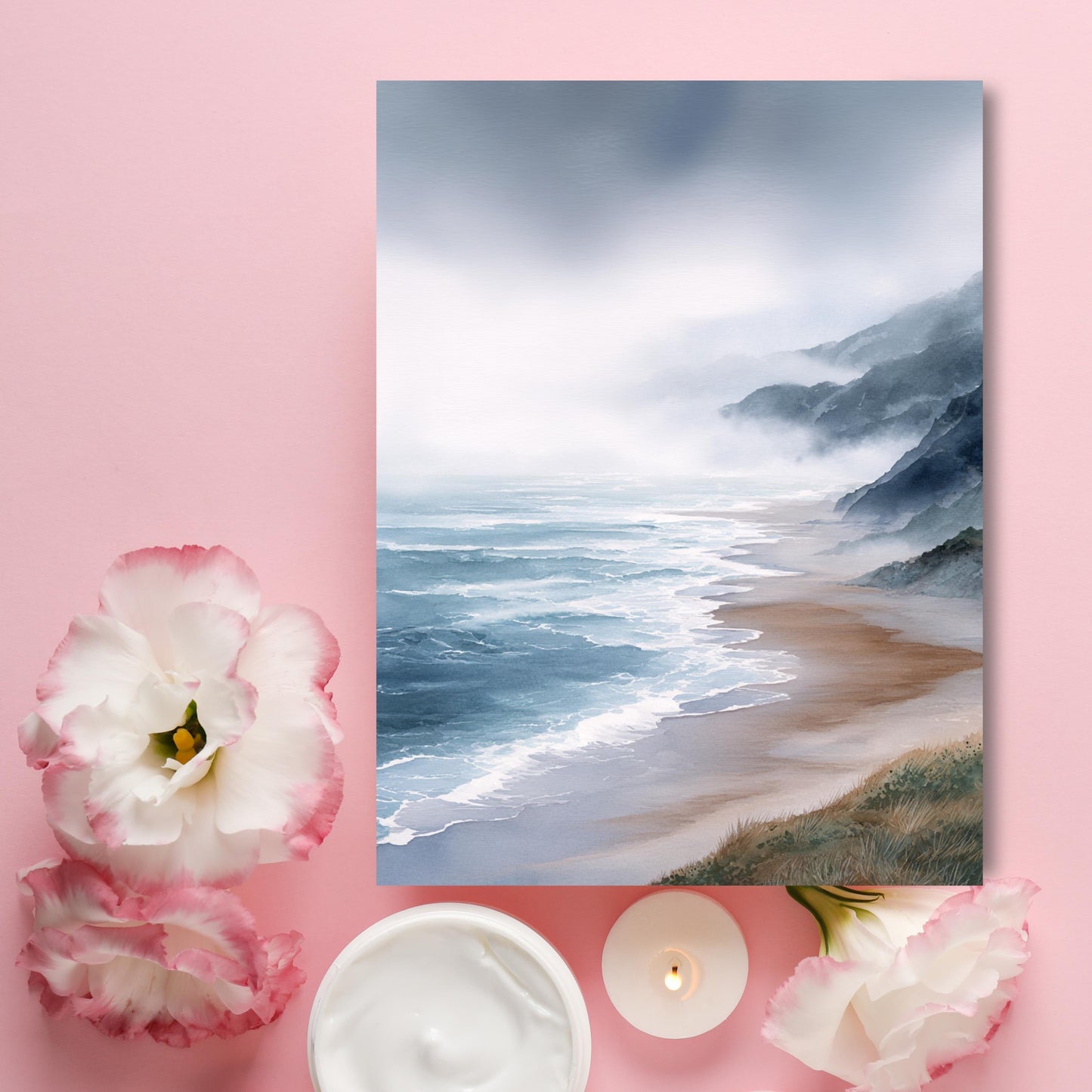 Moody Coastal Watercolor Greeting Card