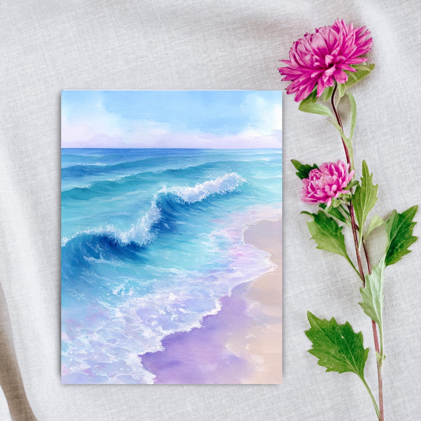 Calm Ocean Watercolor Card