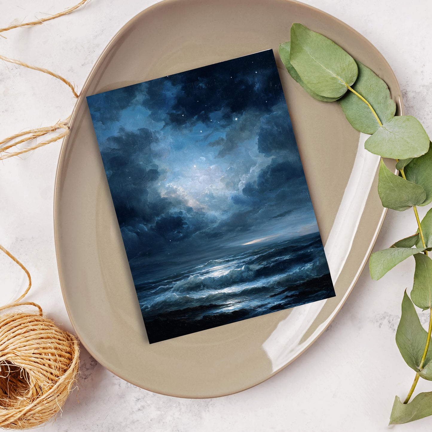 Moody Ocean Night Sky Greeting Card