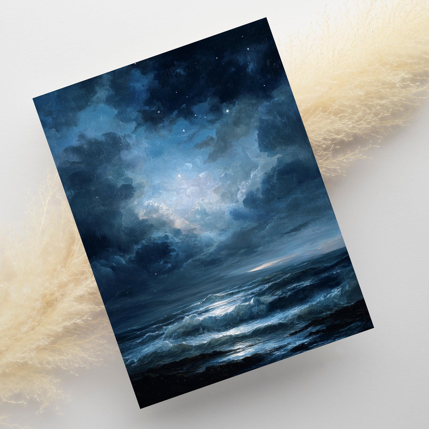 Moody Ocean Night Sky Greeting Card