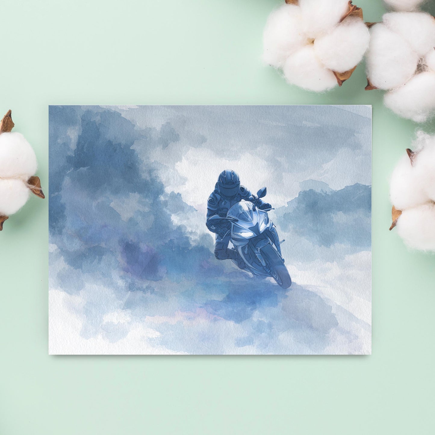 Motorcycle Rider Watercolor Design