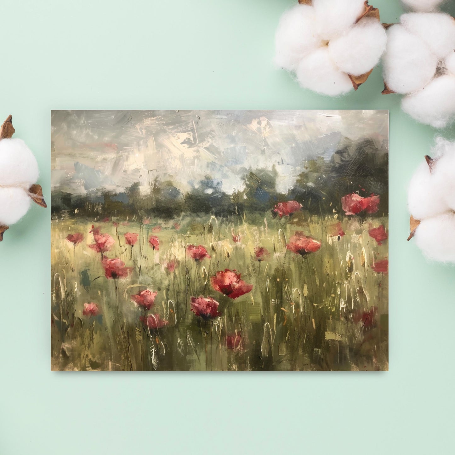 Impressionist Red Poppy Field Greeting Card