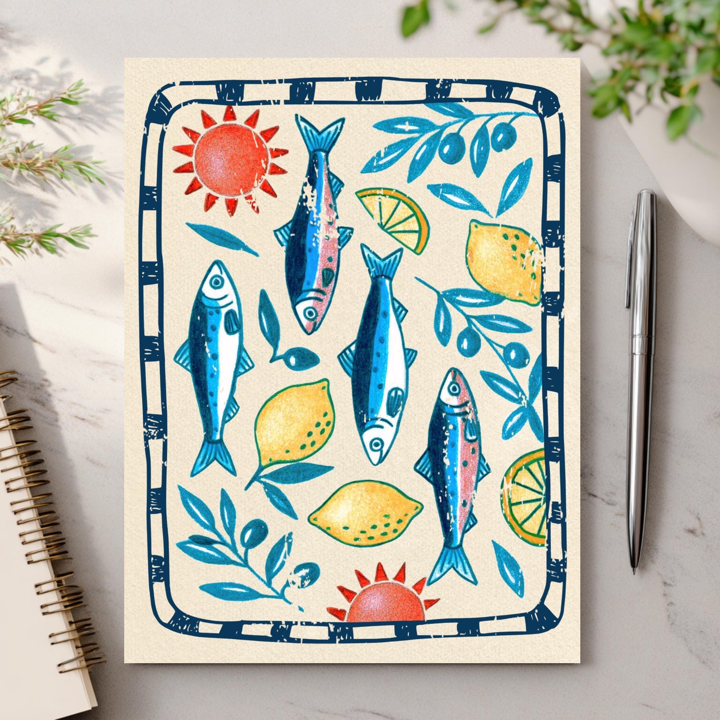 Mediterranean Sardine & Lemon Greeting Card