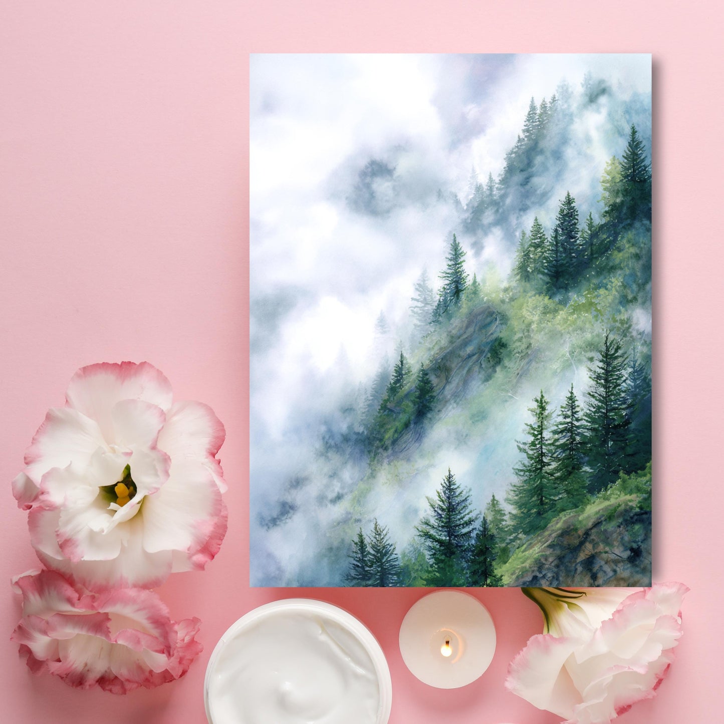 Misty Mountain Pine Tree Greeting Card