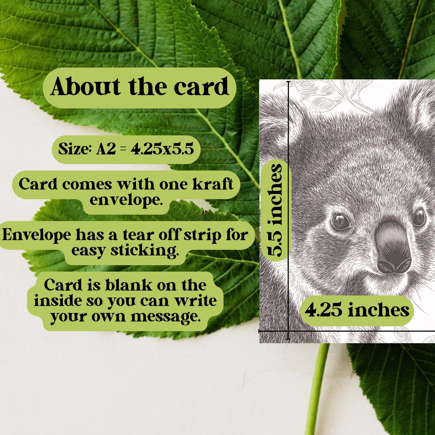 Cute Koala Linocut Style Greeting Card