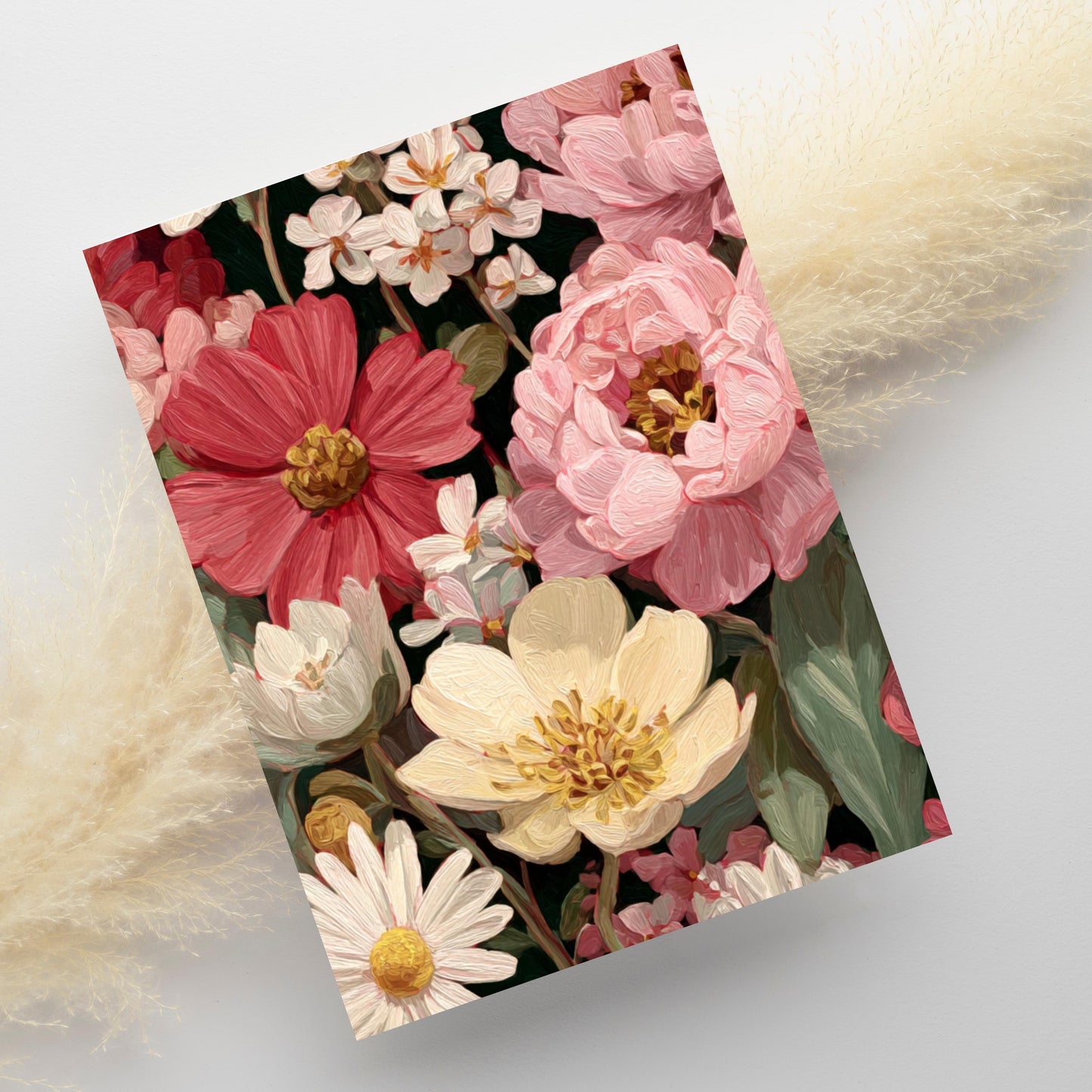 Painted Peony & Dahlia Greeting Card