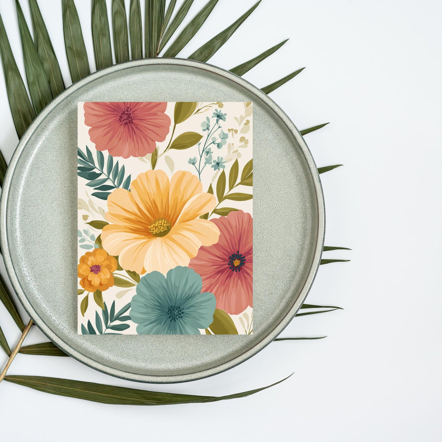 Floral Greeting Card: Heavy Cardstock Note Card with Kraft Envelope