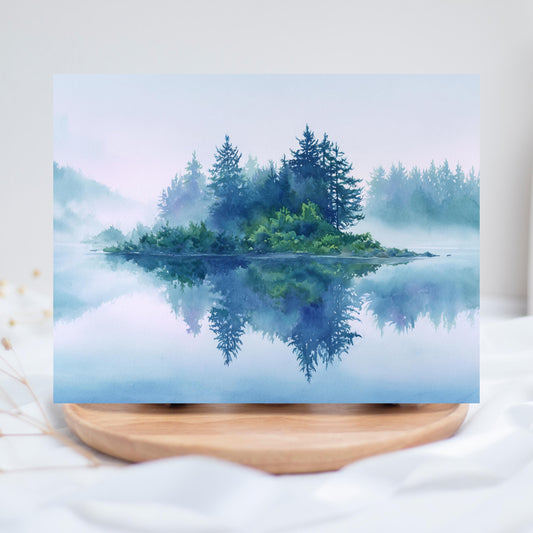 Watercolor Mountain Lake Card