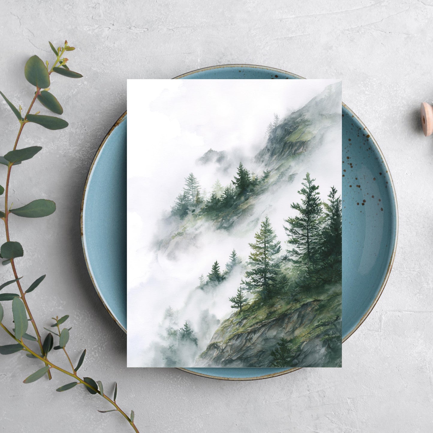 Misty Mountain Pine Tree Greeting Card