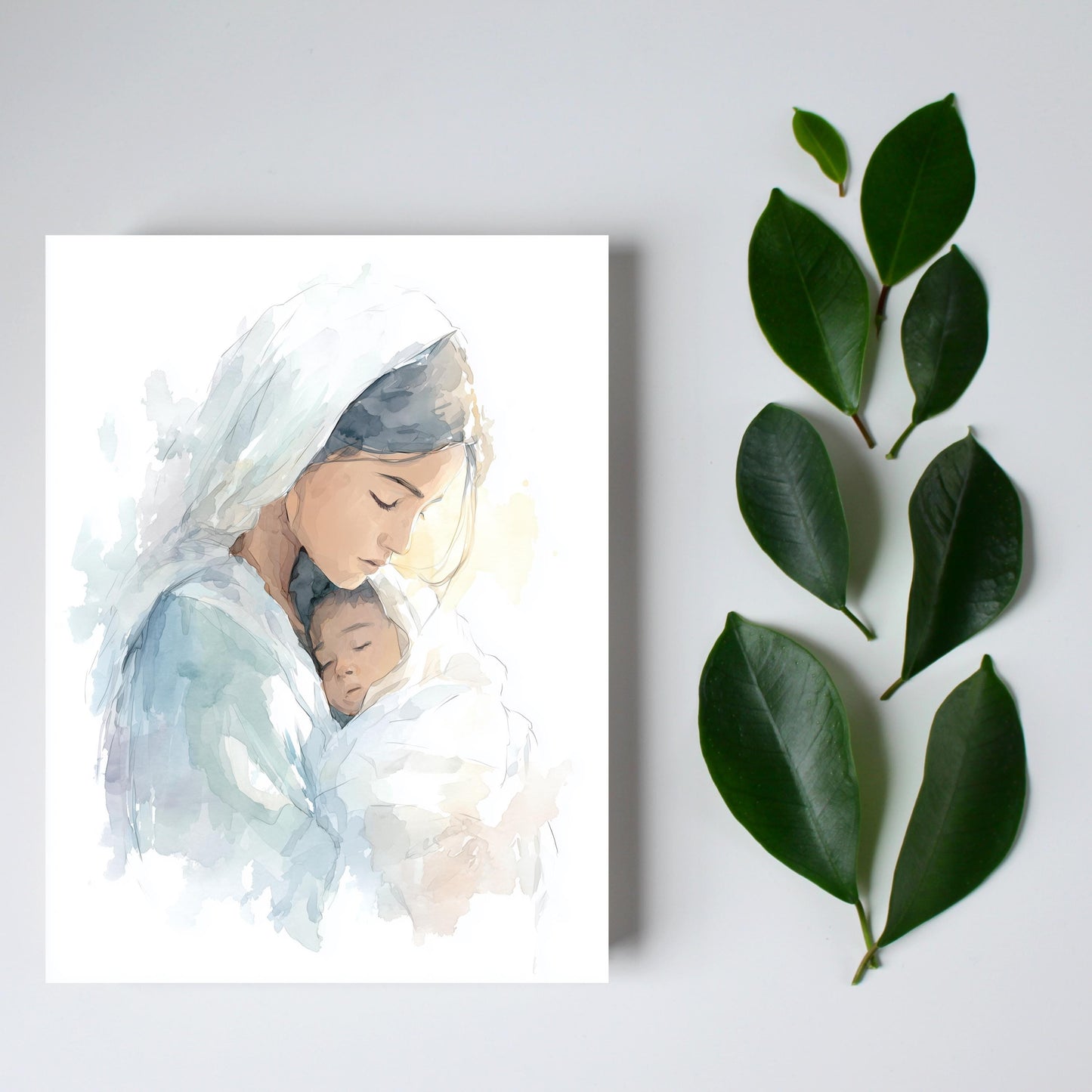 Christmas Nativity Greeting Card, Mary and Baby Jesus Card