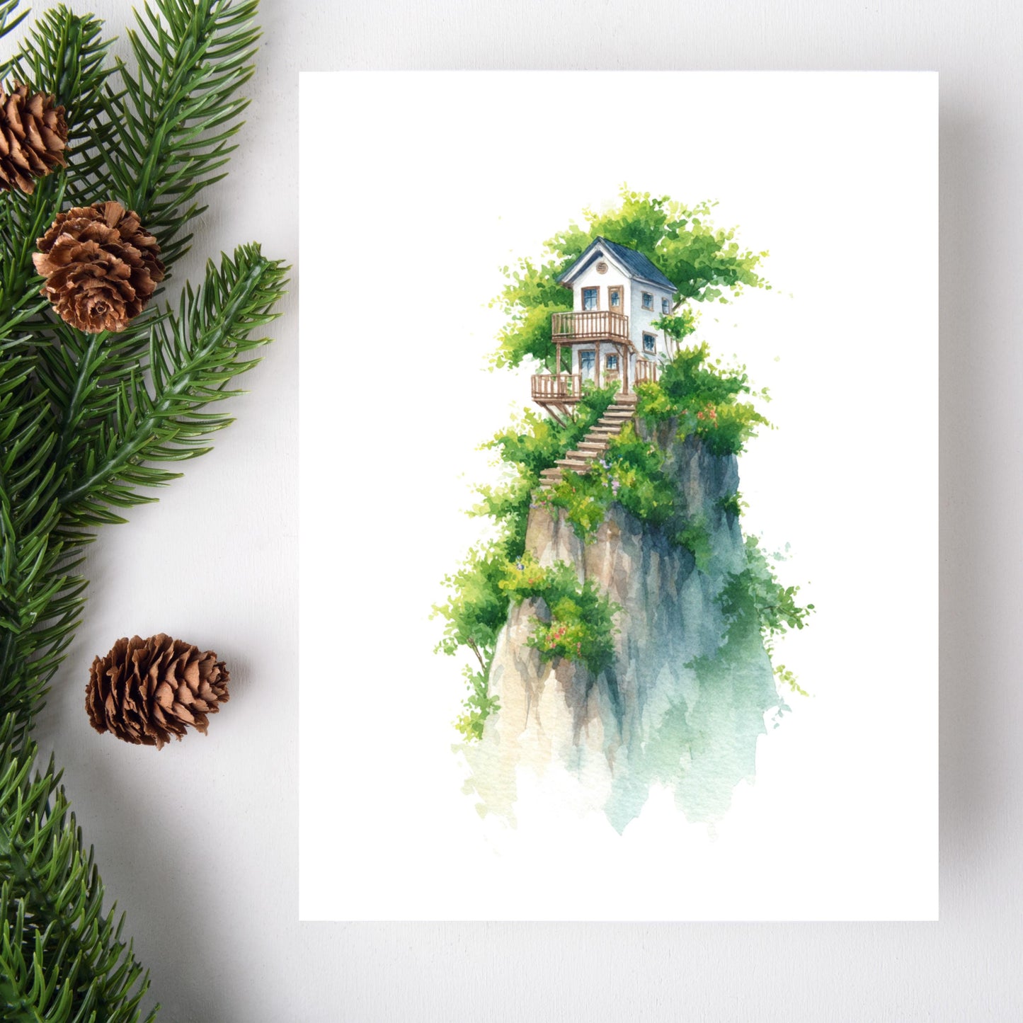 New Home Card - Watercolor Mountain House