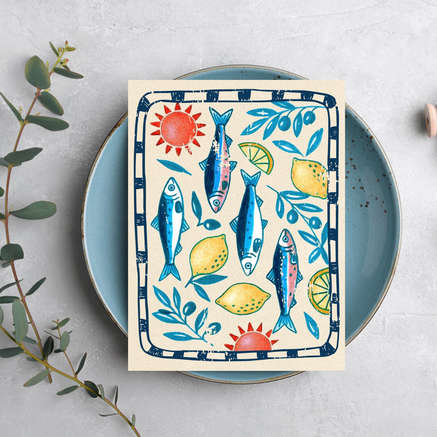 Mediterranean Sardine & Lemon Greeting Card