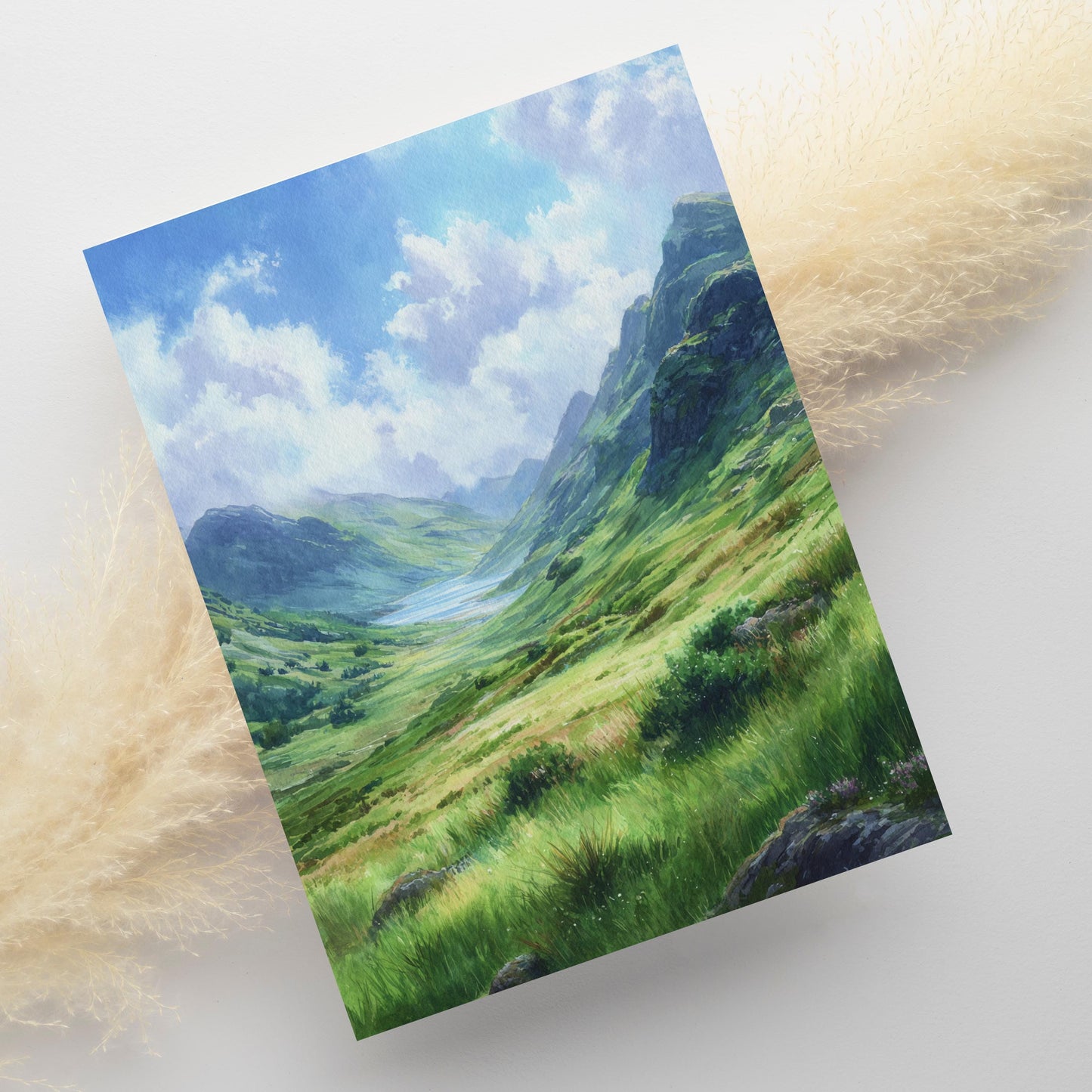 Watercolor Highland Landscape Greeting Card: Scottish Art Note Card