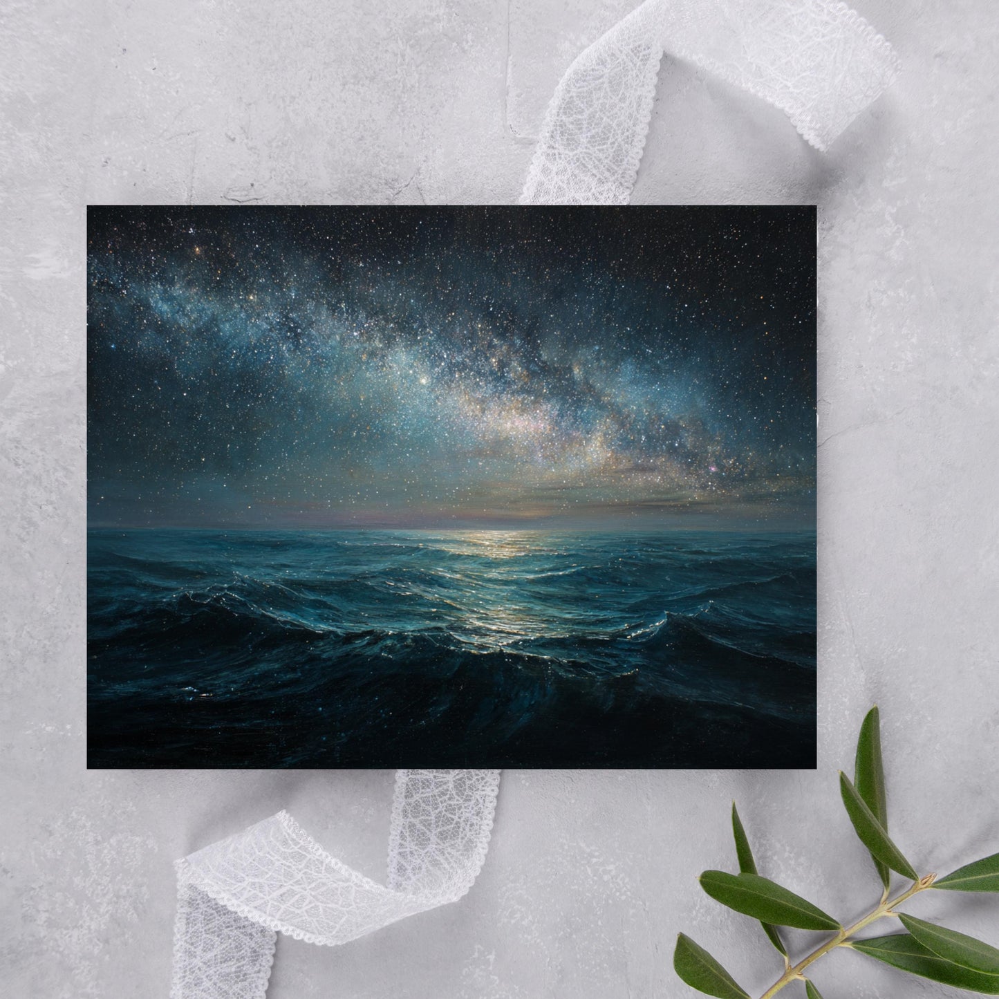 Starry Night Ocean Greeting Card