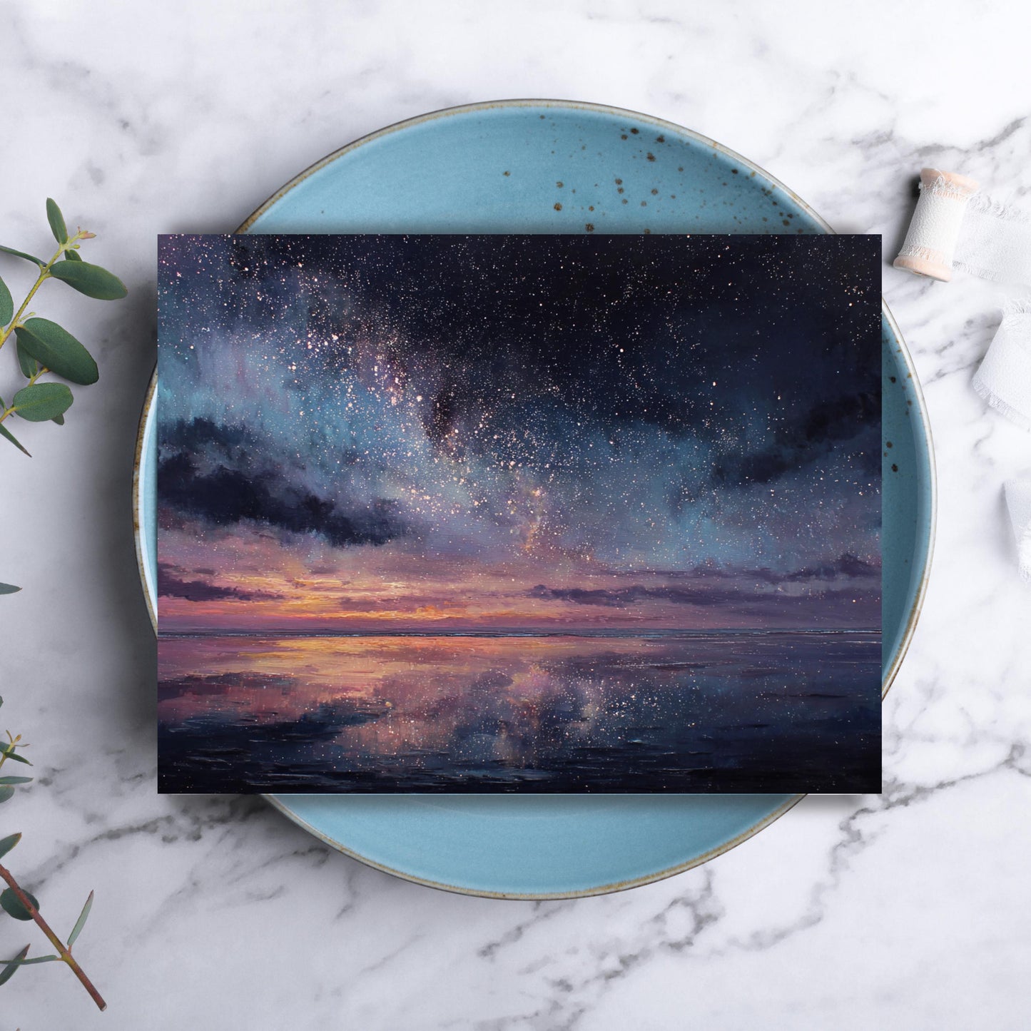 Starry Sunset Ocean Greeting Card