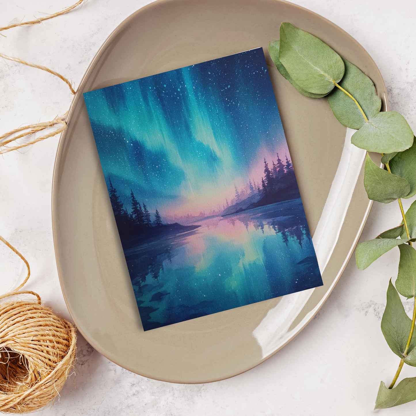 Aurora Borealis Watercolor Blank Card