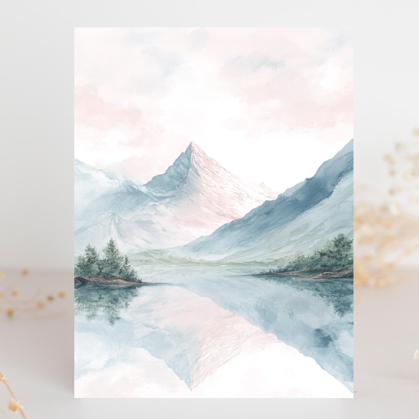 Pastel Watercolor Mountain Greeting Card