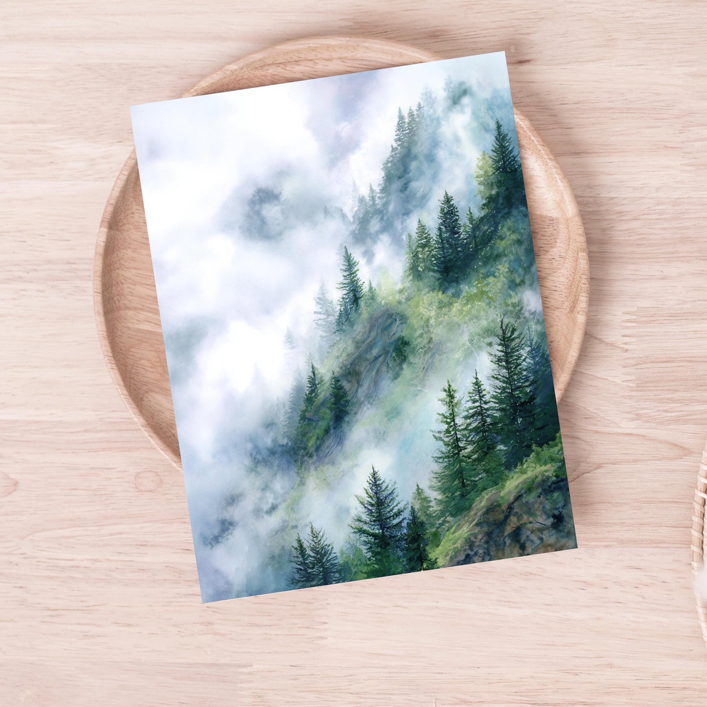 Misty Mountain Pine Tree Greeting Card