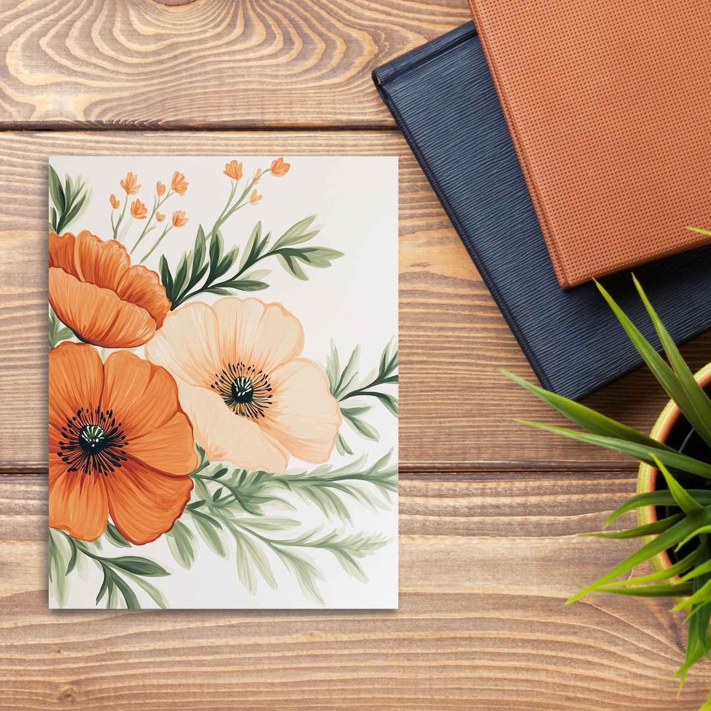 Boho Orange Poppy Greeting Card