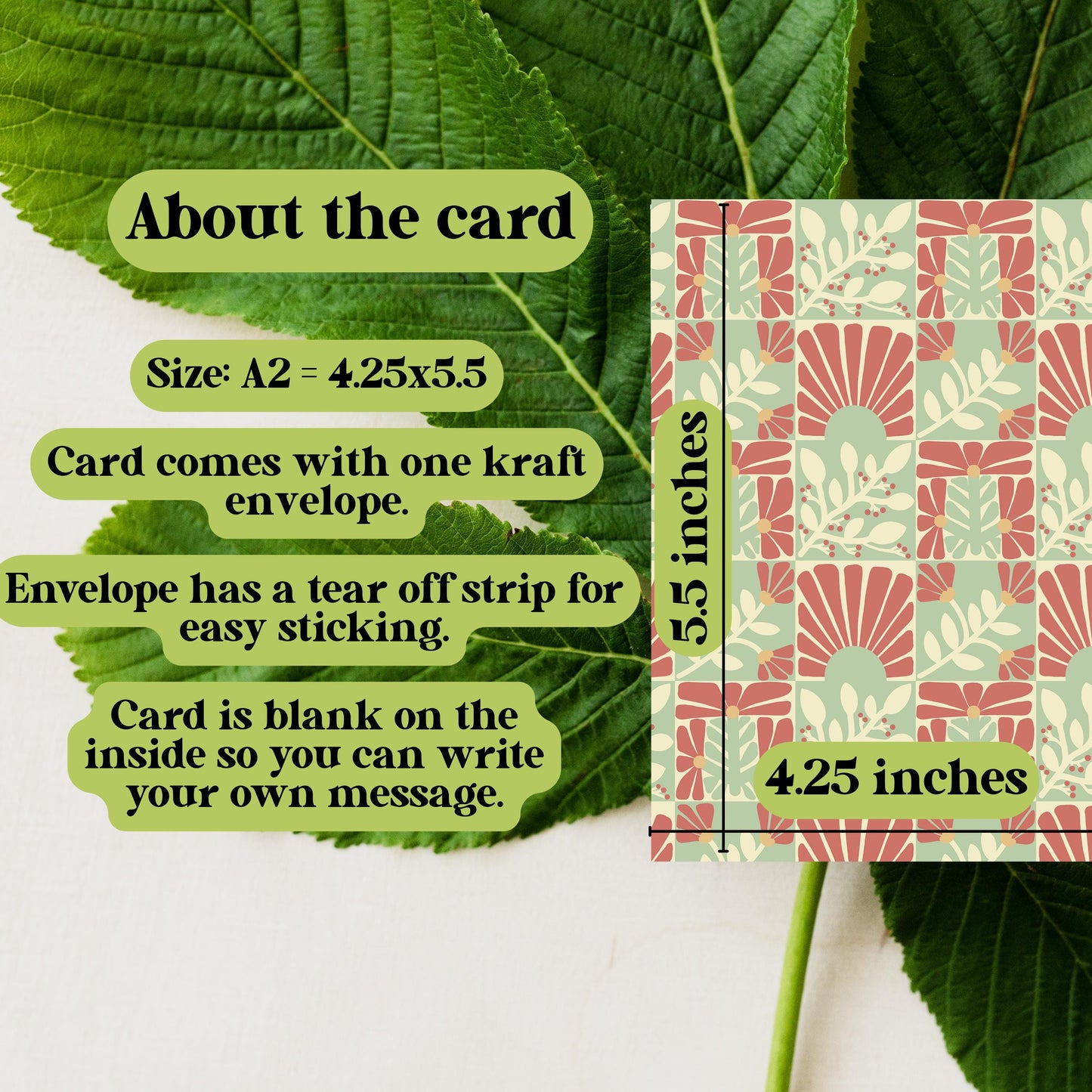 Red and Sage Floral Greeting Card