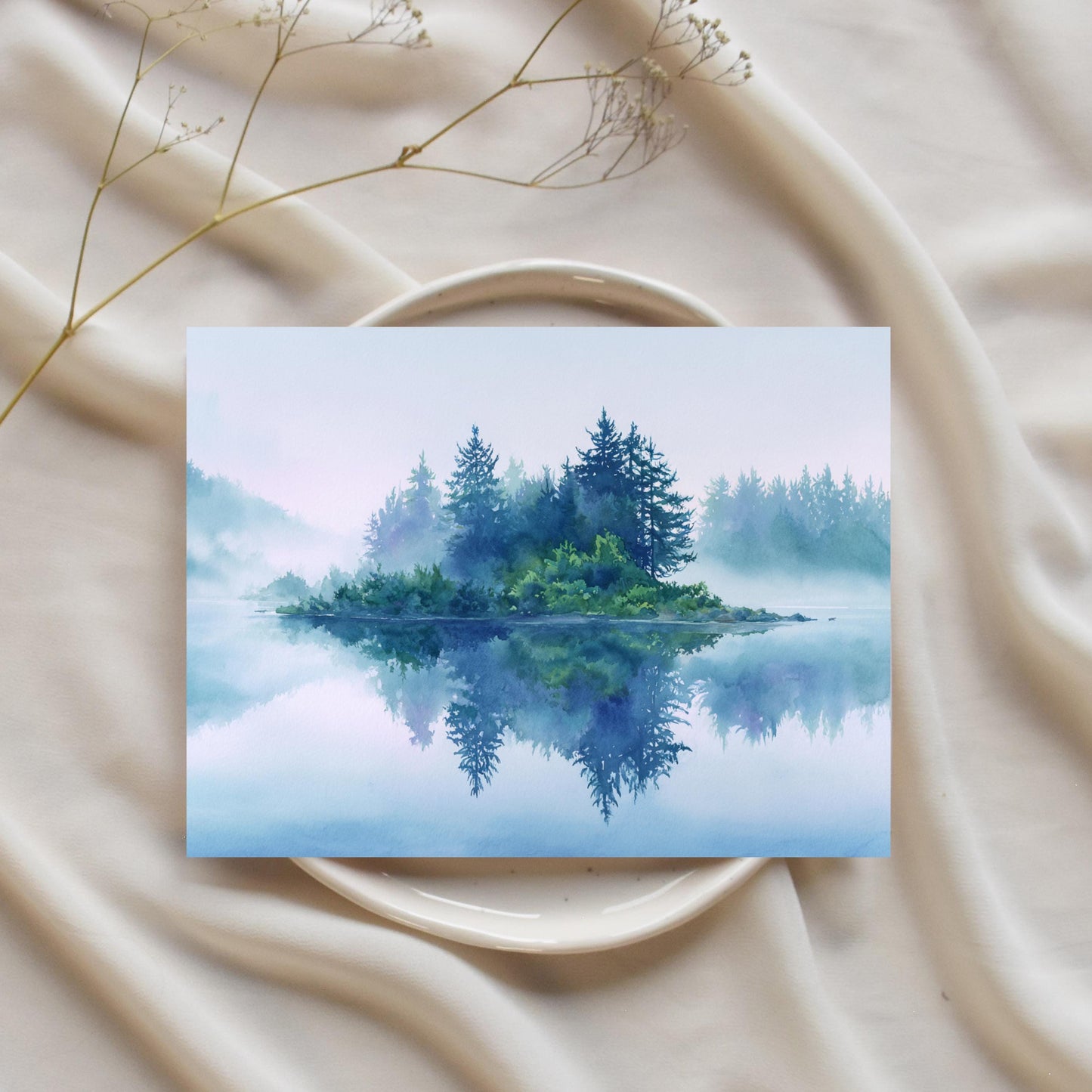 Watercolor Mountain Lake Card