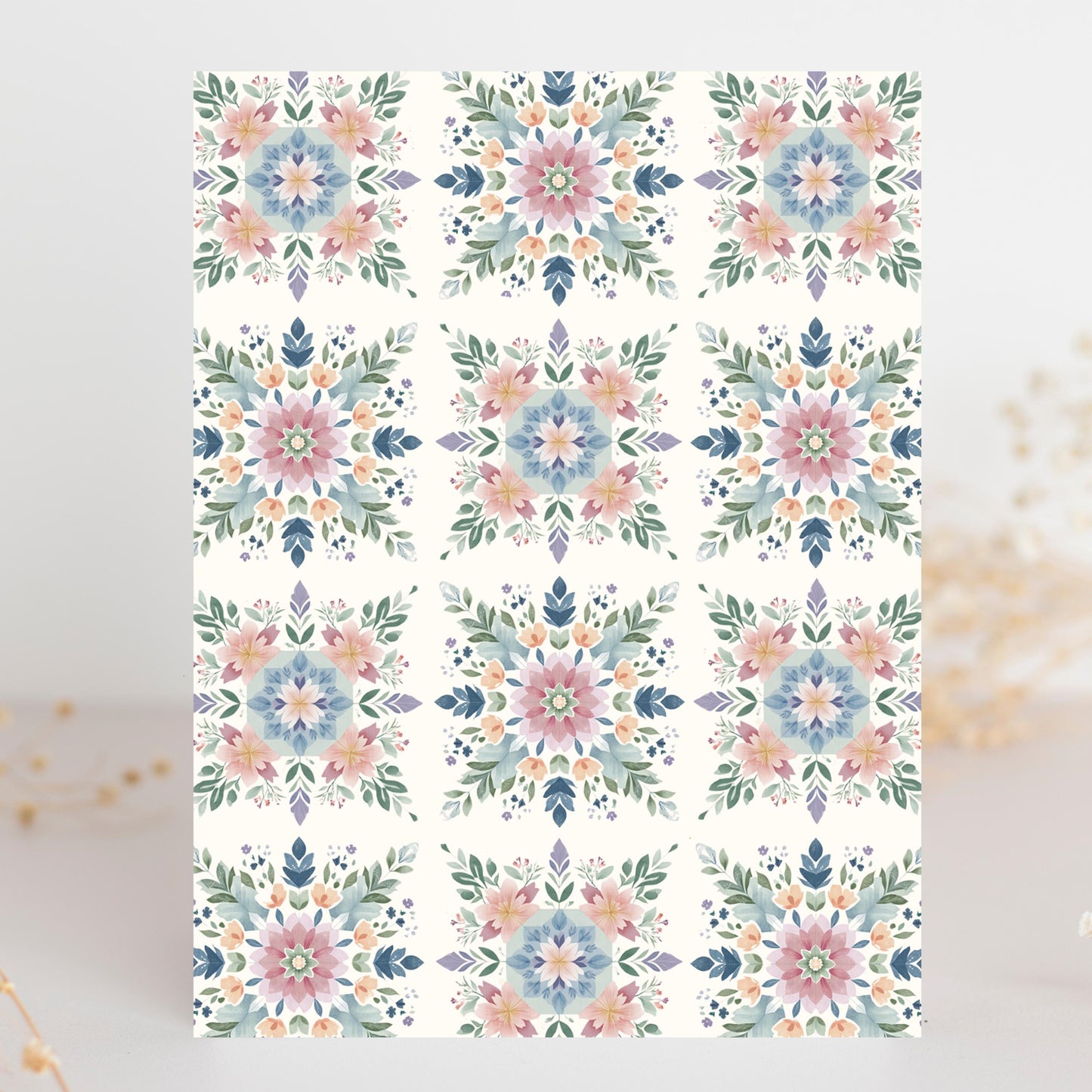 Watercolor Quilt Block Greeting Card
