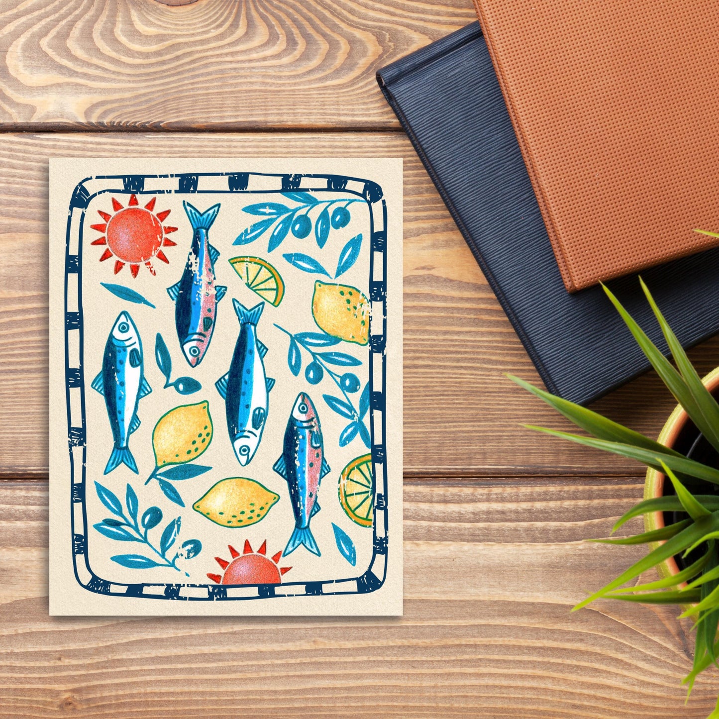 Mediterranean Sardine & Lemon Greeting Card